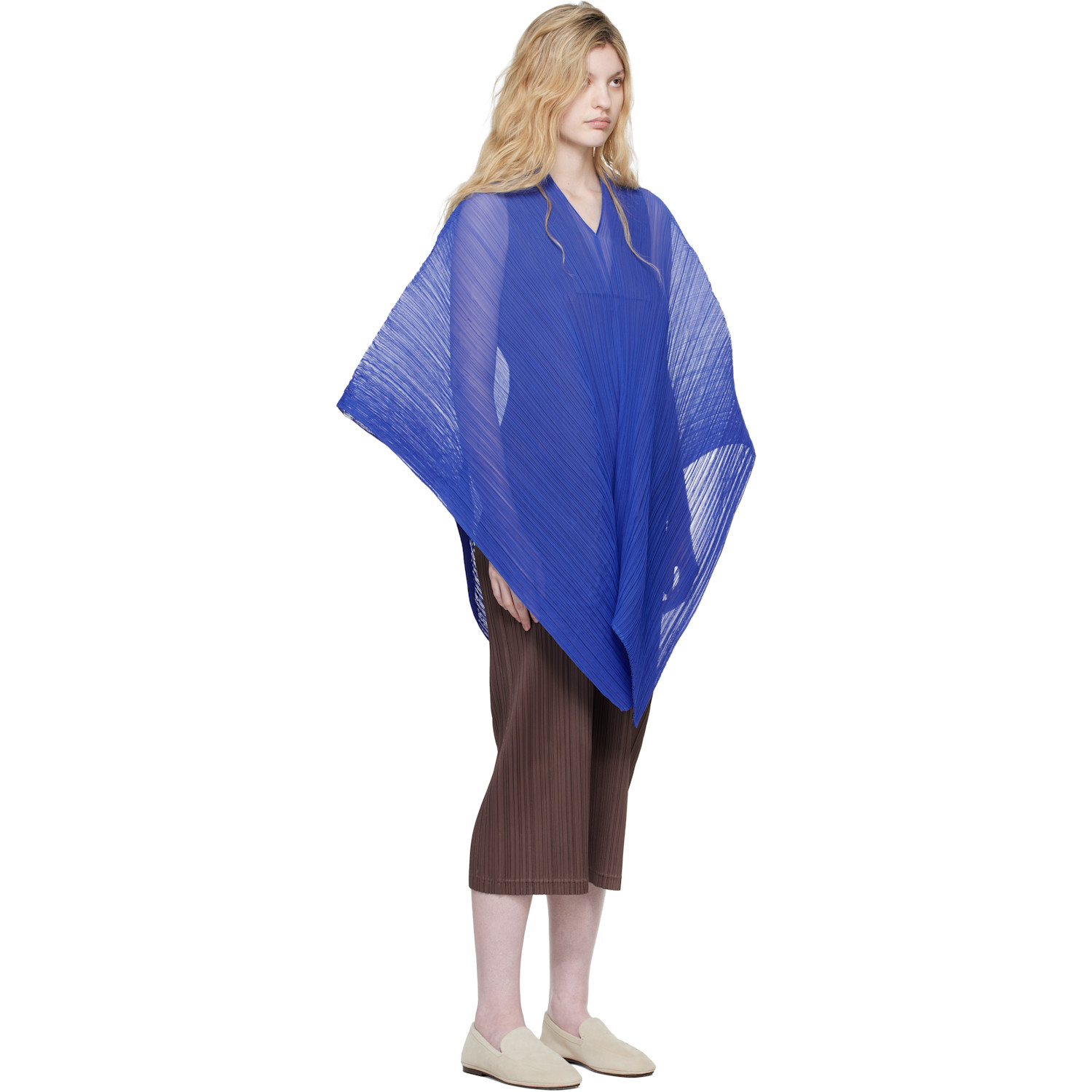  Pleats Please Issey Miyake Blue Madame-t Scarf 