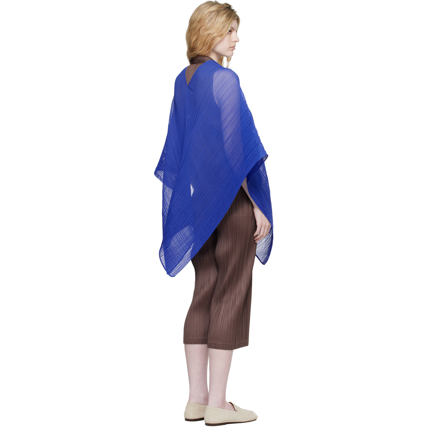  Pleats Please Issey Miyake Blue Madame-t Scarf 