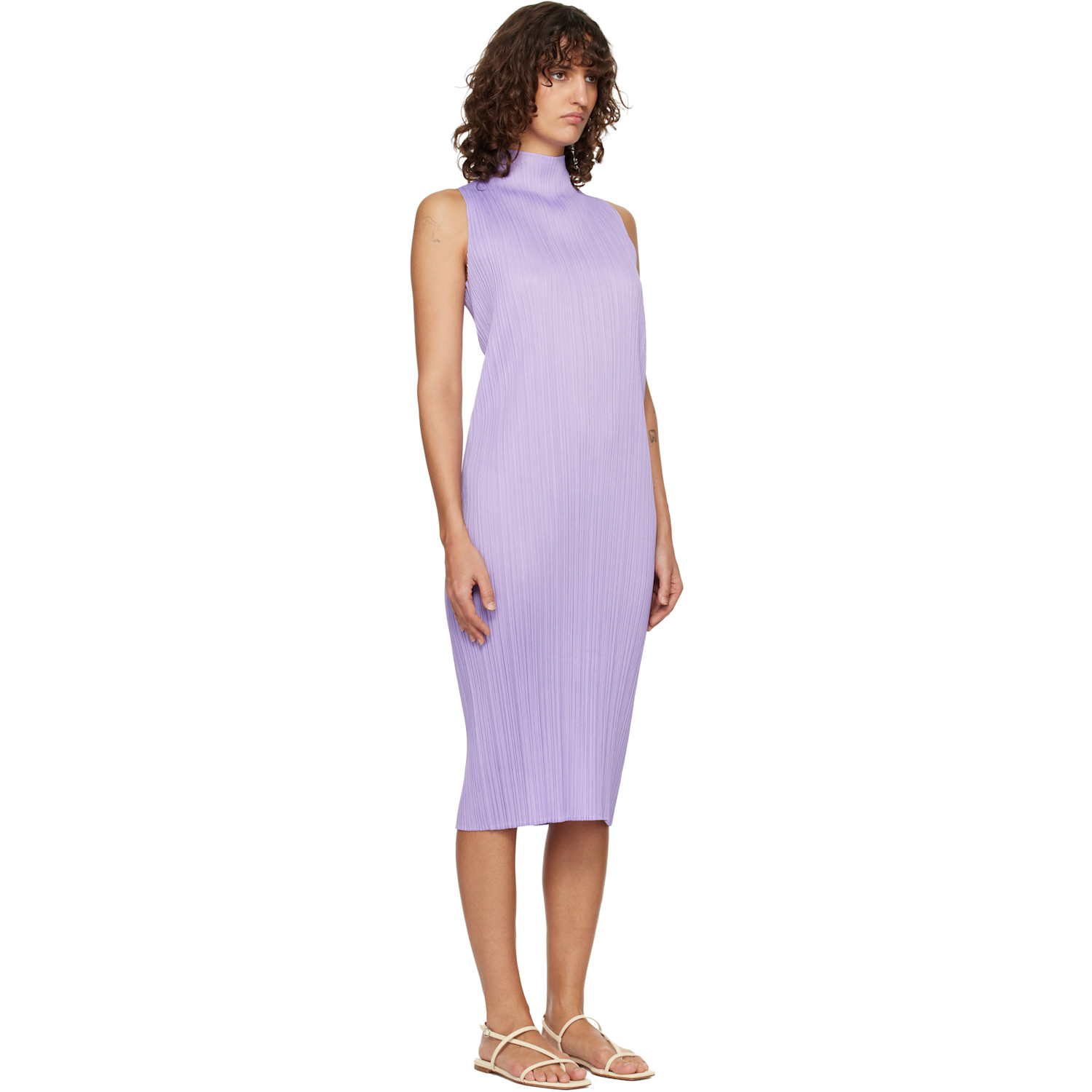  Pleats Please Issey Miyake Purple Monthly Colors April Midi Dress 