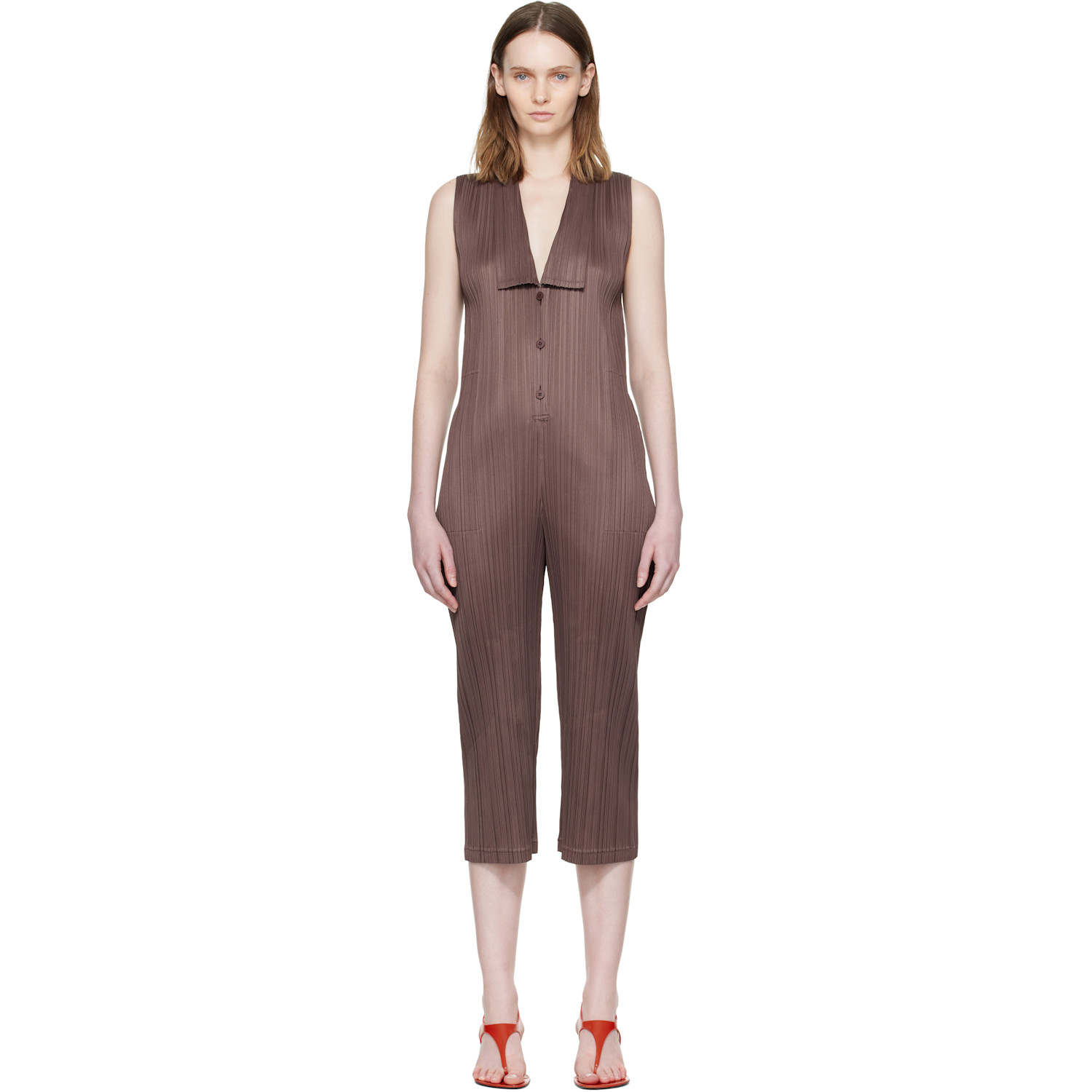 PLEATS PLEASE ISSEY MIYAKE Brown Loop Bottoms Jumpsuit