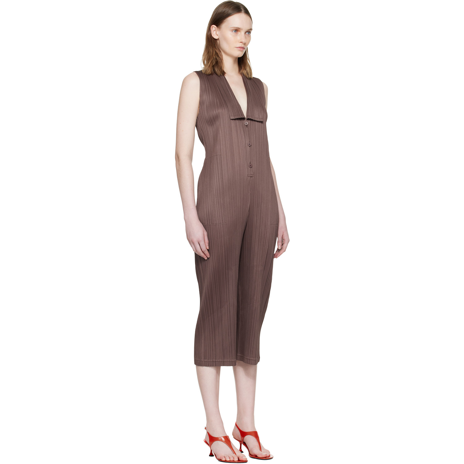  Pleats Please Issey Miyake Brown Loop Bottoms Jumpsuit 