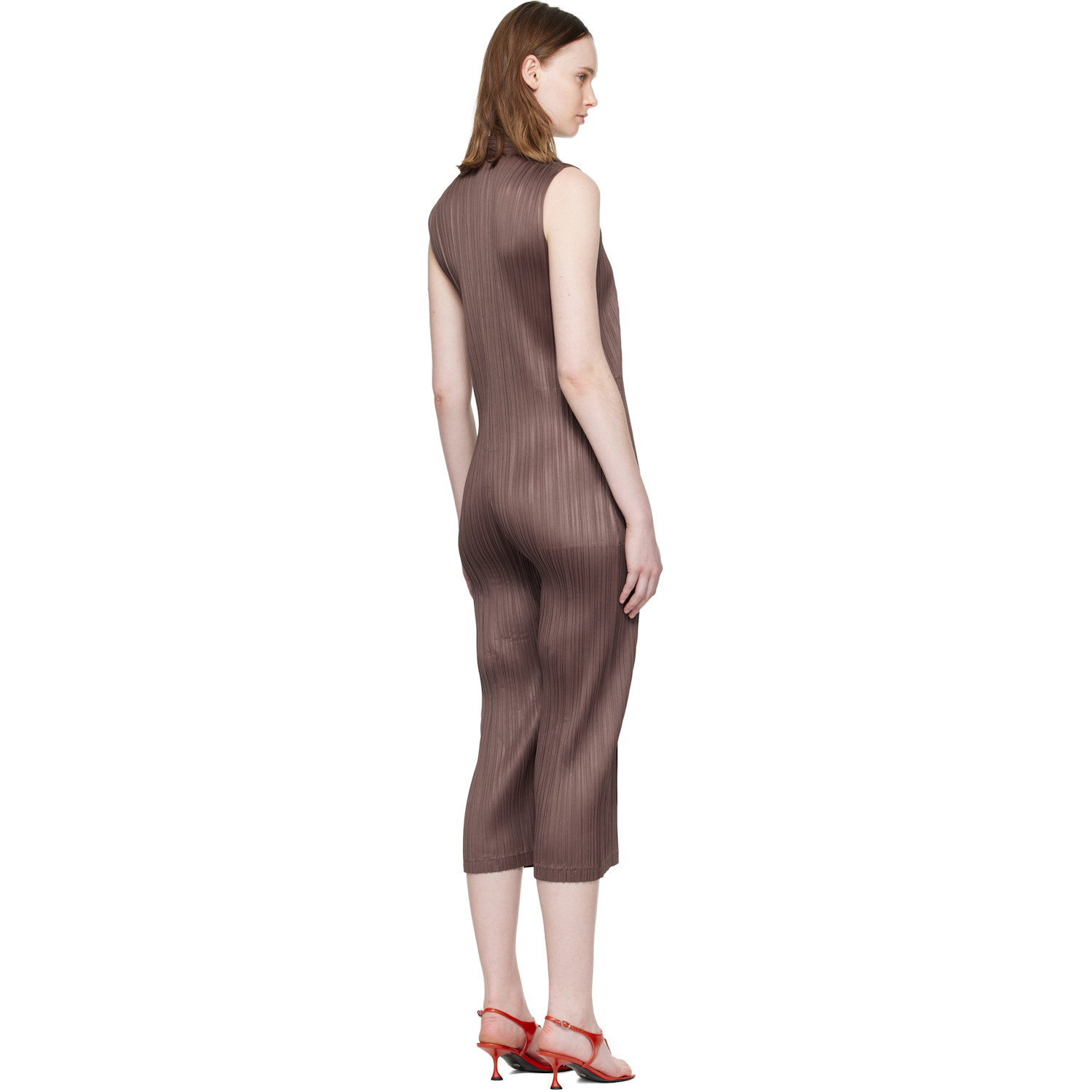  Pleats Please Issey Miyake Brown Loop Bottoms Jumpsuit 