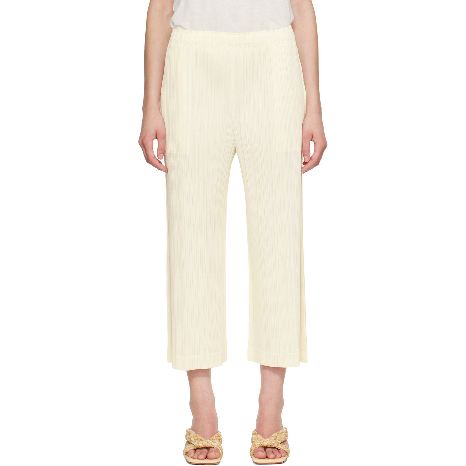 PLEATS PLEASE ISSEY MIYAKE Off-White Opaque Trousers