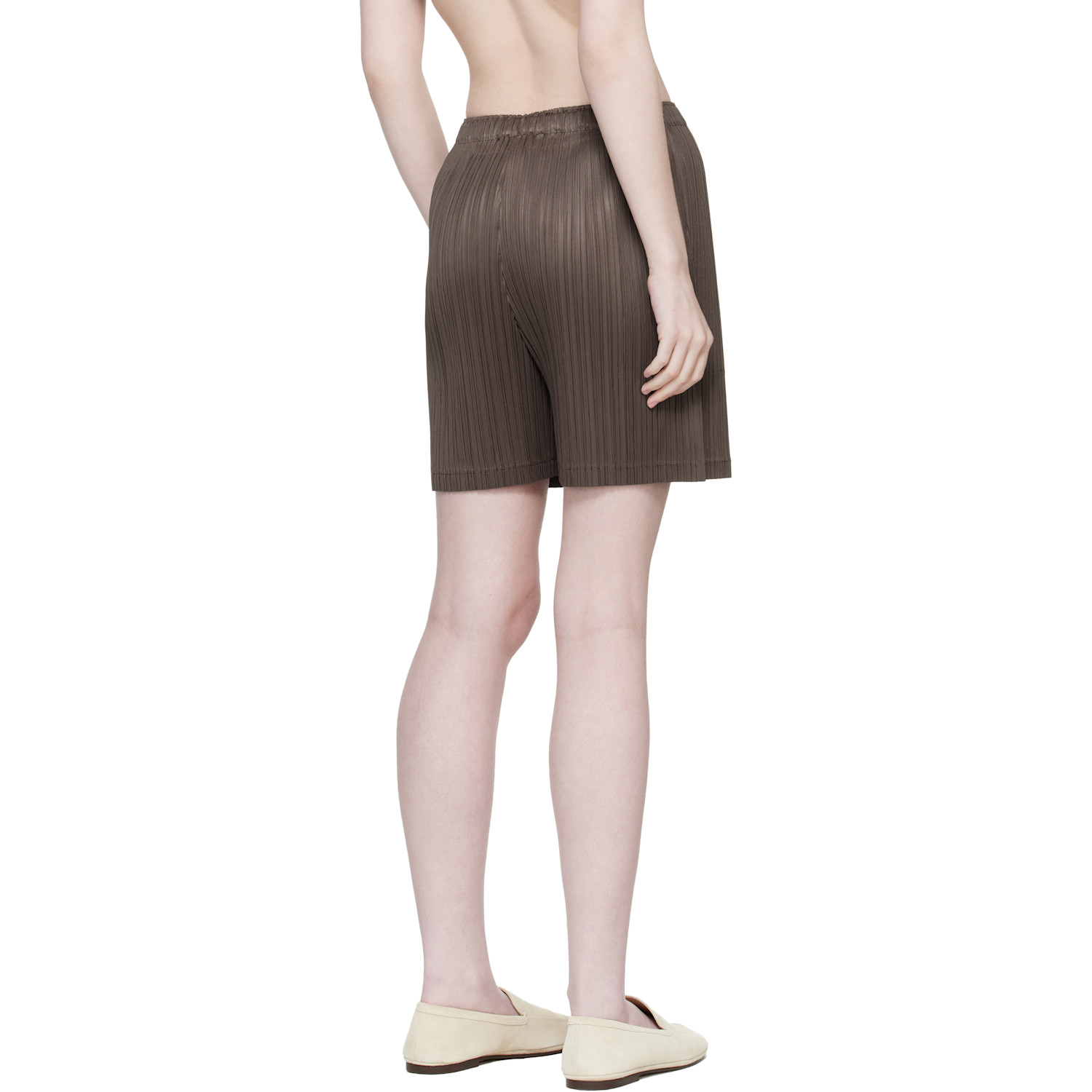  Pleats Please Issey Miyake Brown Loop Shorts 