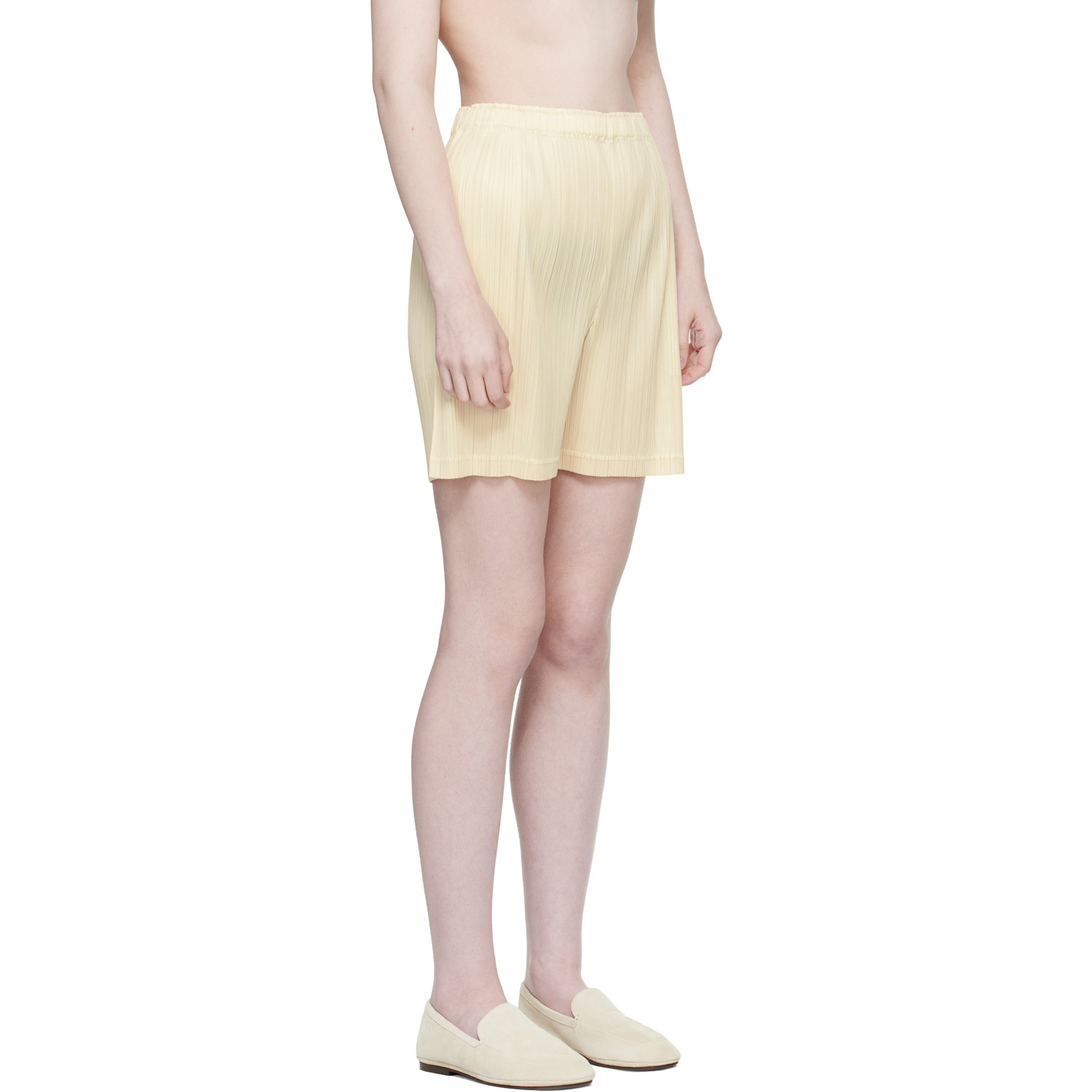  Pleats Please Issey Miyake Beige Loop Shorts 