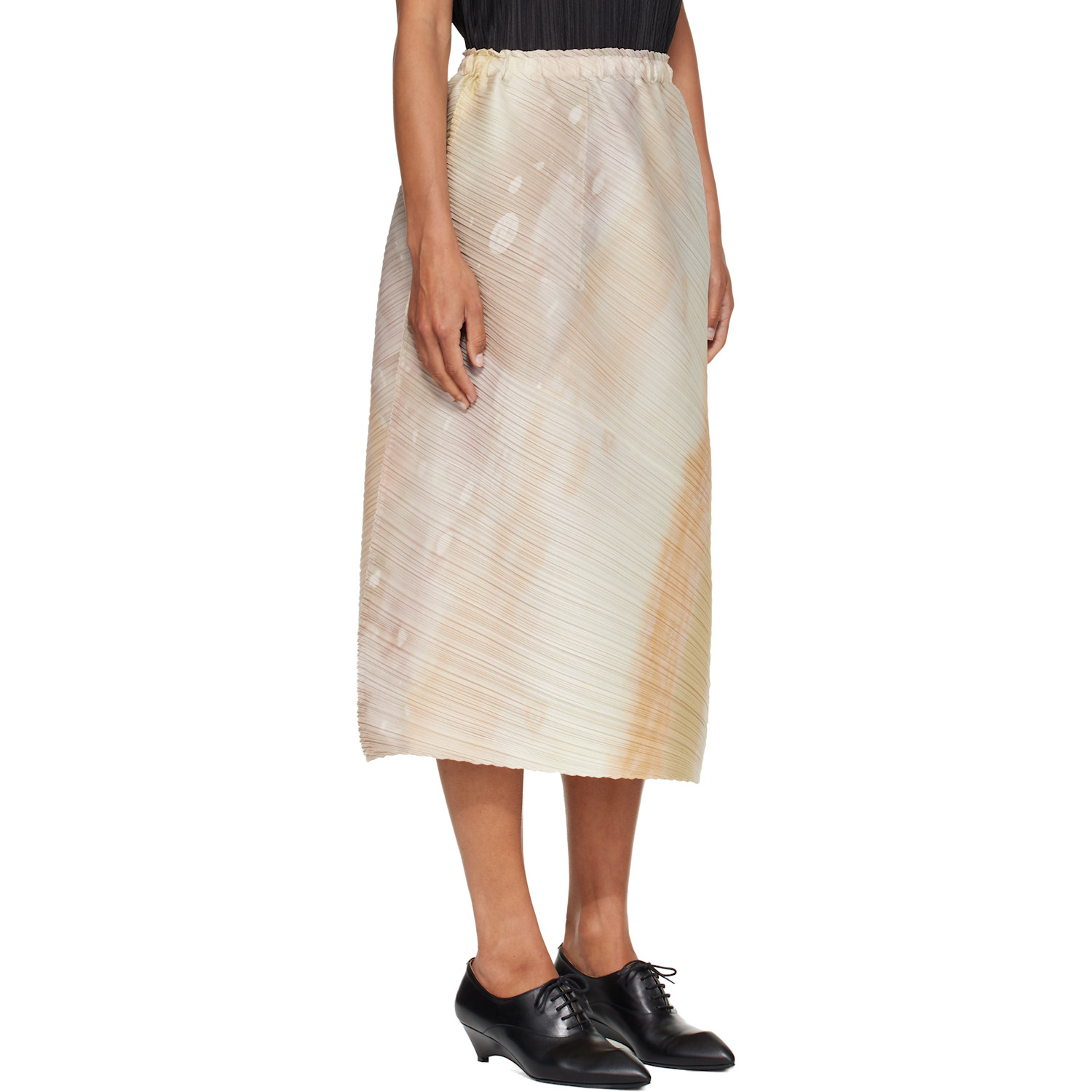  Pleats Please Issey Miyake Beige Sea Bubble Midi Skirt 