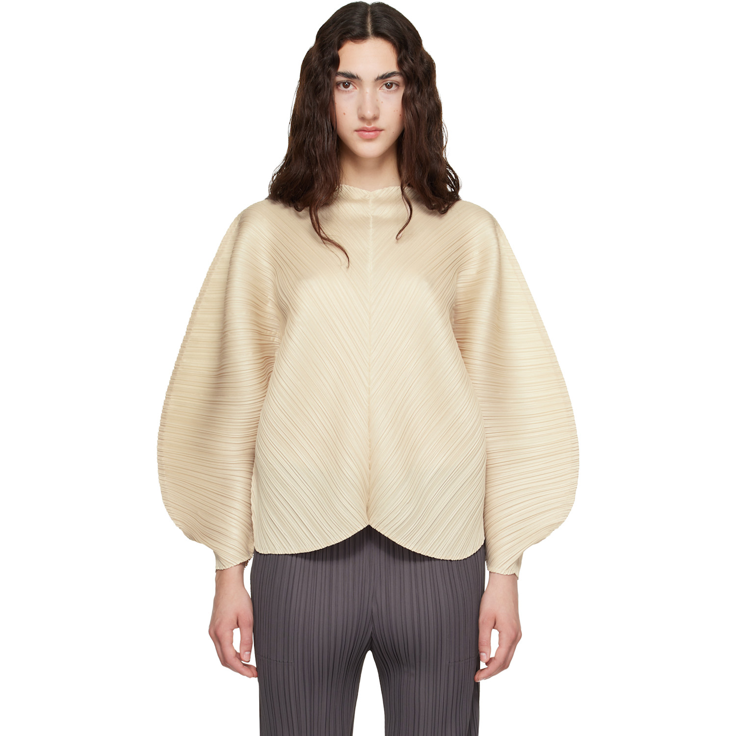 PLEATS PLEASE ISSEY MIYAKE Beige Coast Blouse