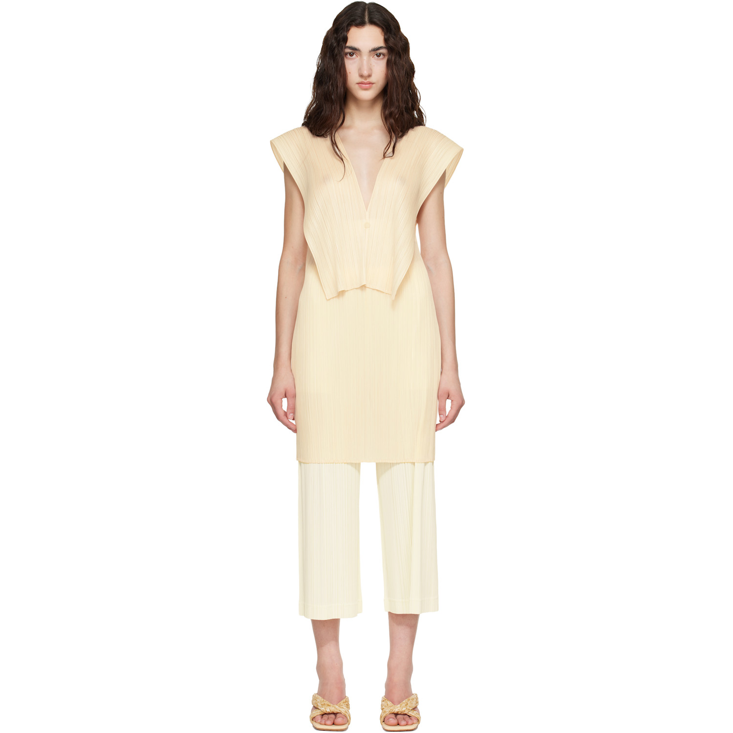 PLEATS PLEASE ISSEY MIYAKE Beige Lucid Pleats Top