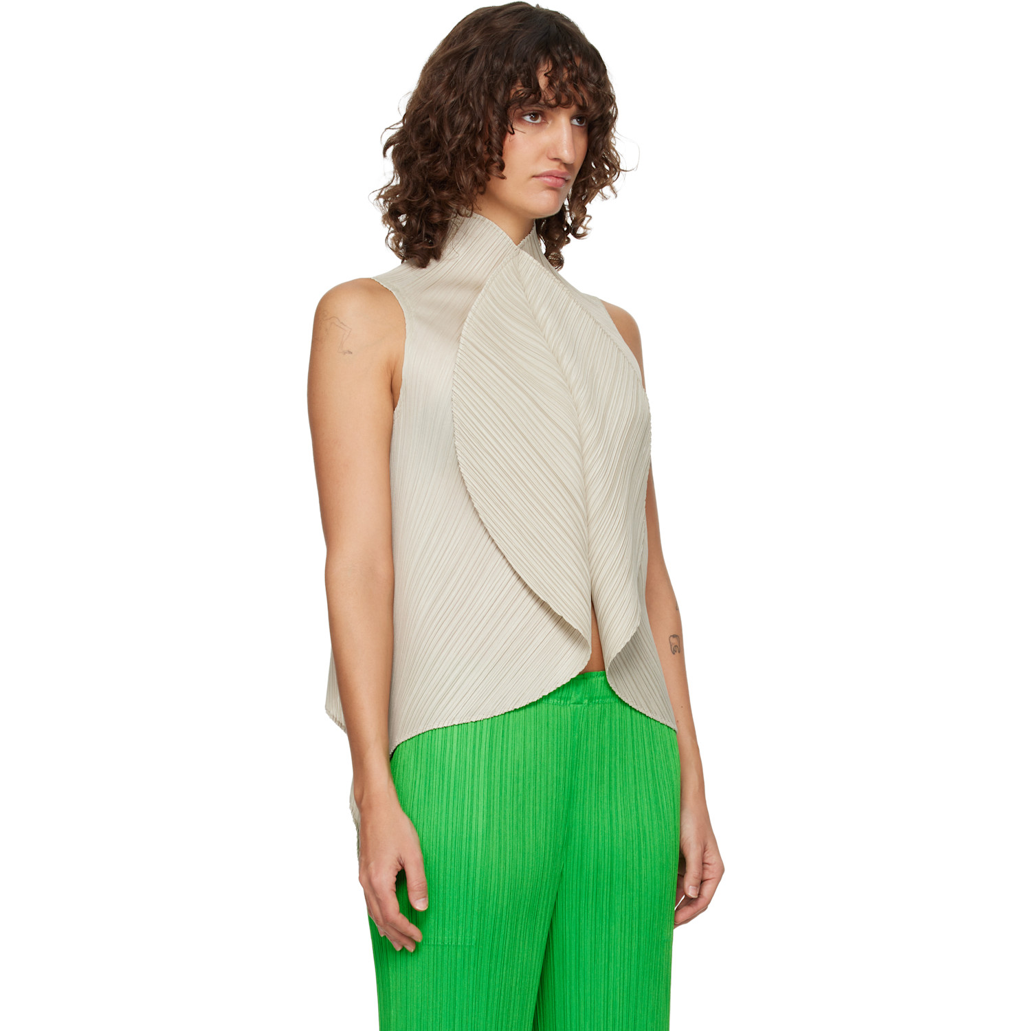  Pleats Please Issey Miyake Gray Leaf Top 