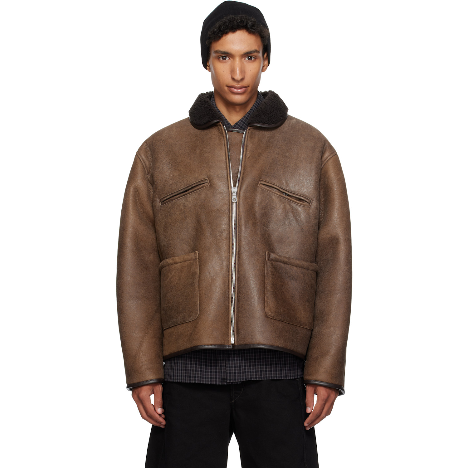 Cawley Brown Aviator Flying Leather Jacket