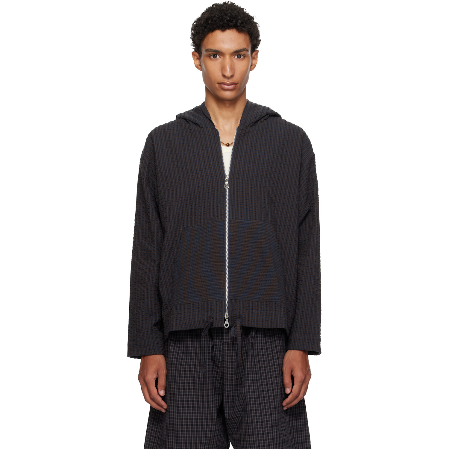 Cawley Brown & Navy Zip Up Hoodie