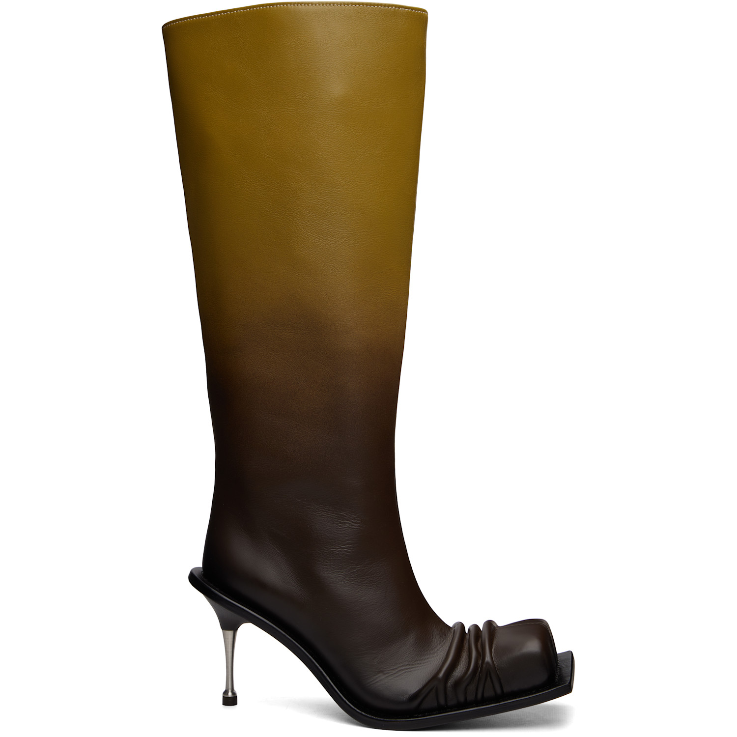 FIDAN NOVRUZOVA Brown Stiletto Heel Classic Square Toe Boots