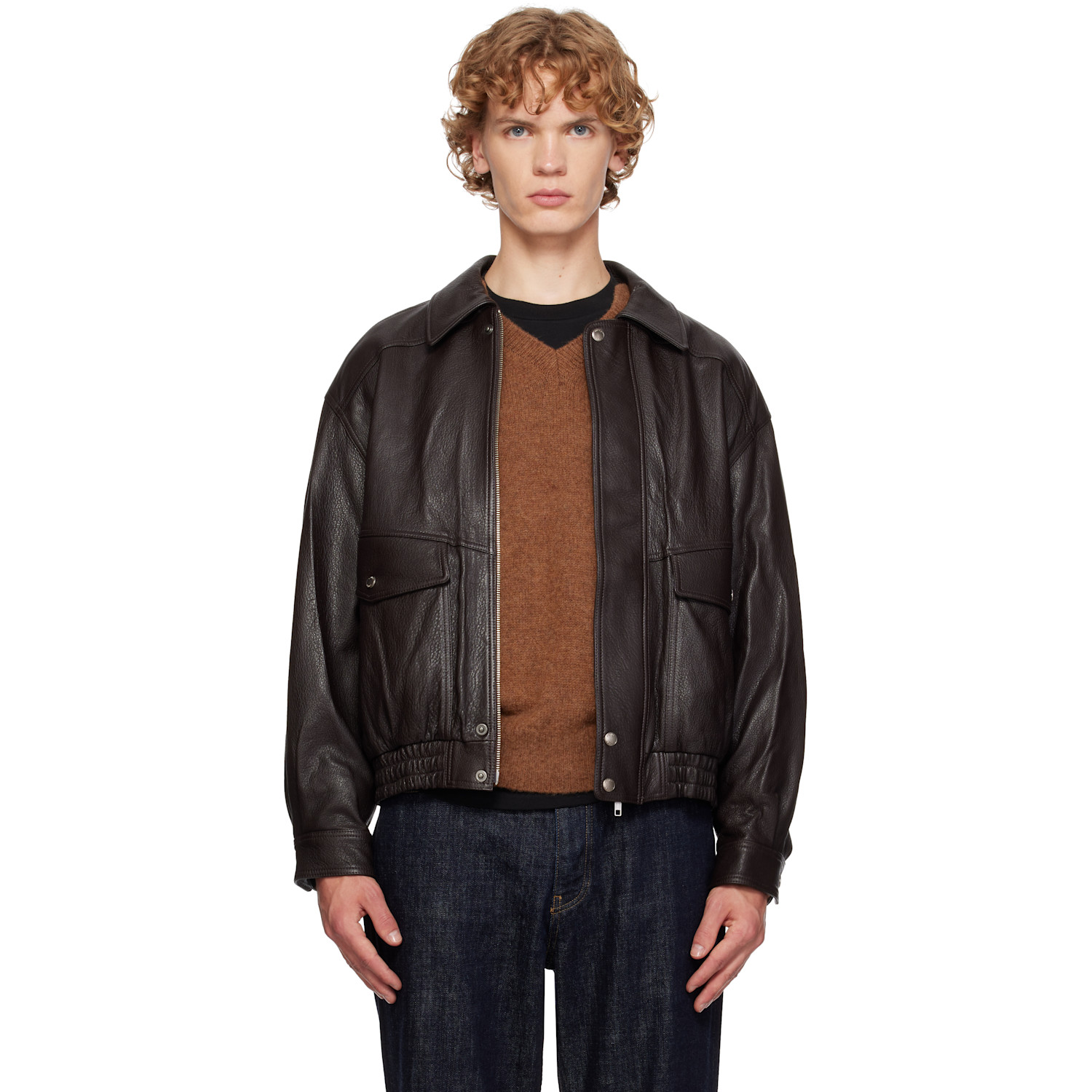 Dunst Brown Oversized Vintage Leather Jacket