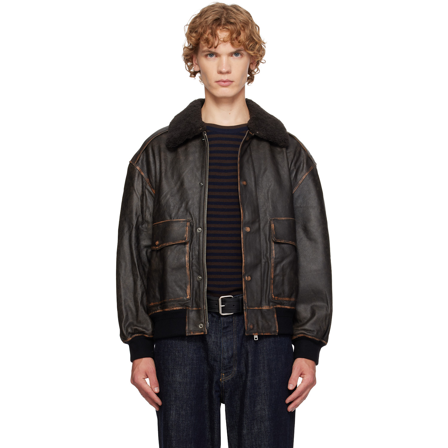 Dunst Black Detachable A-2 Leather Jacket
