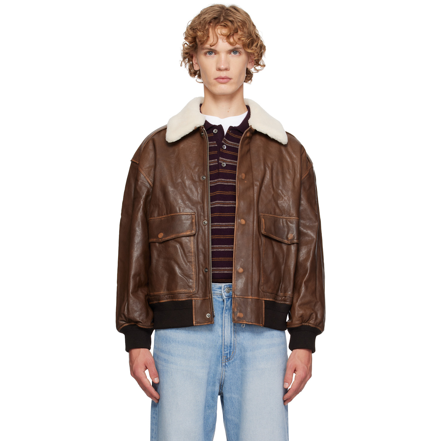 Dunst Brown Detachable A-2 Leather Jacket