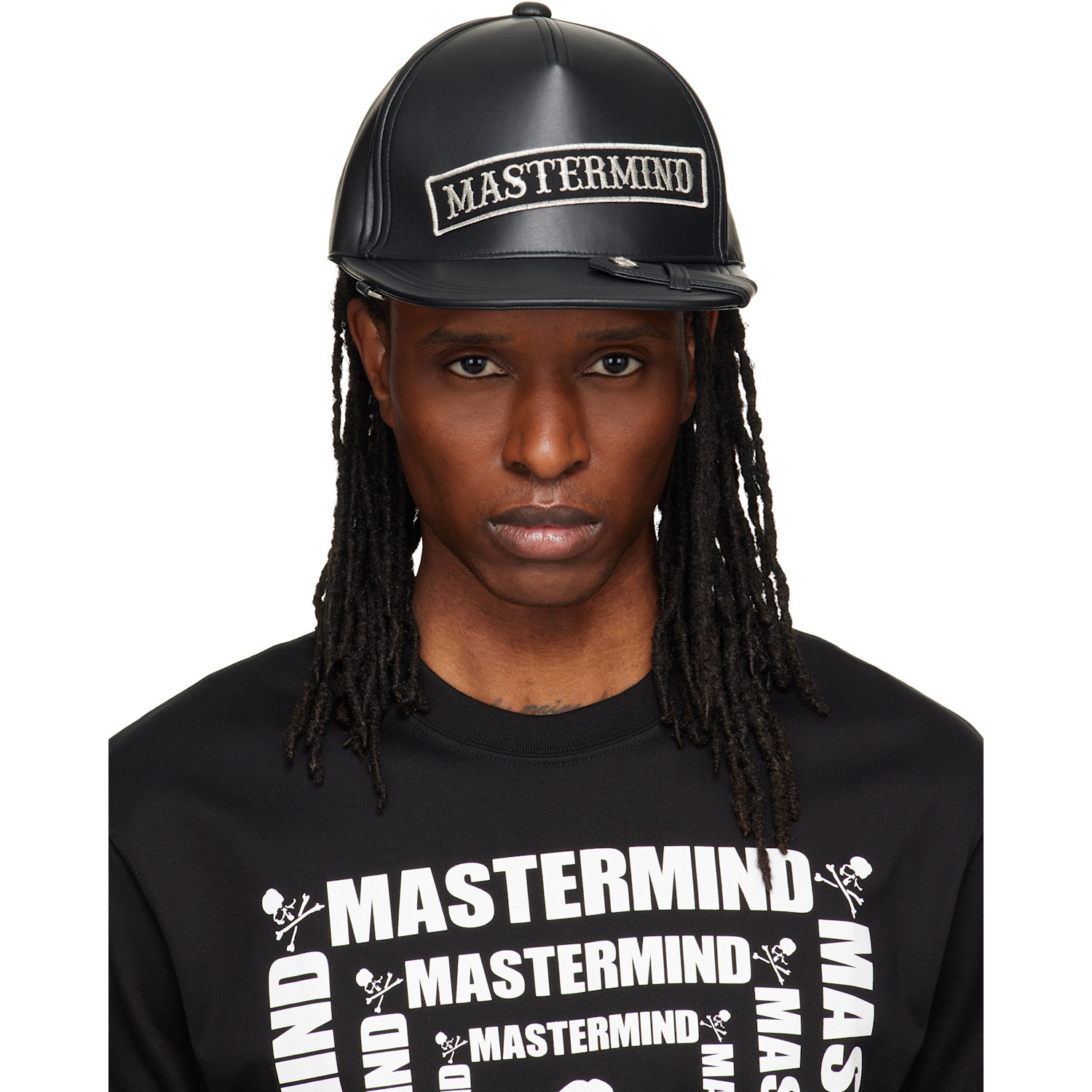 MASTERMIND WORLD Black Faux-Leather Cap