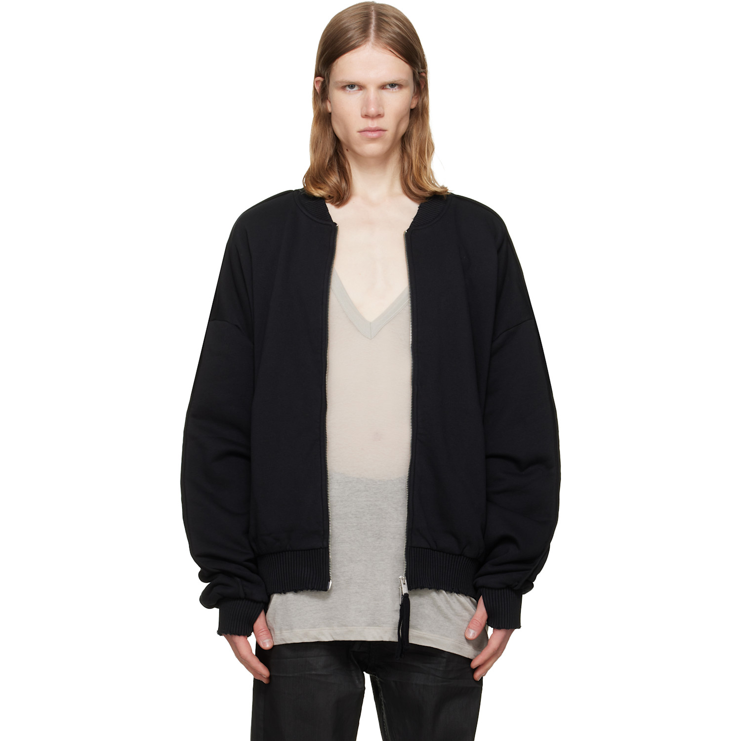 thom/krom Black MSJ 705 Bomber Jacket