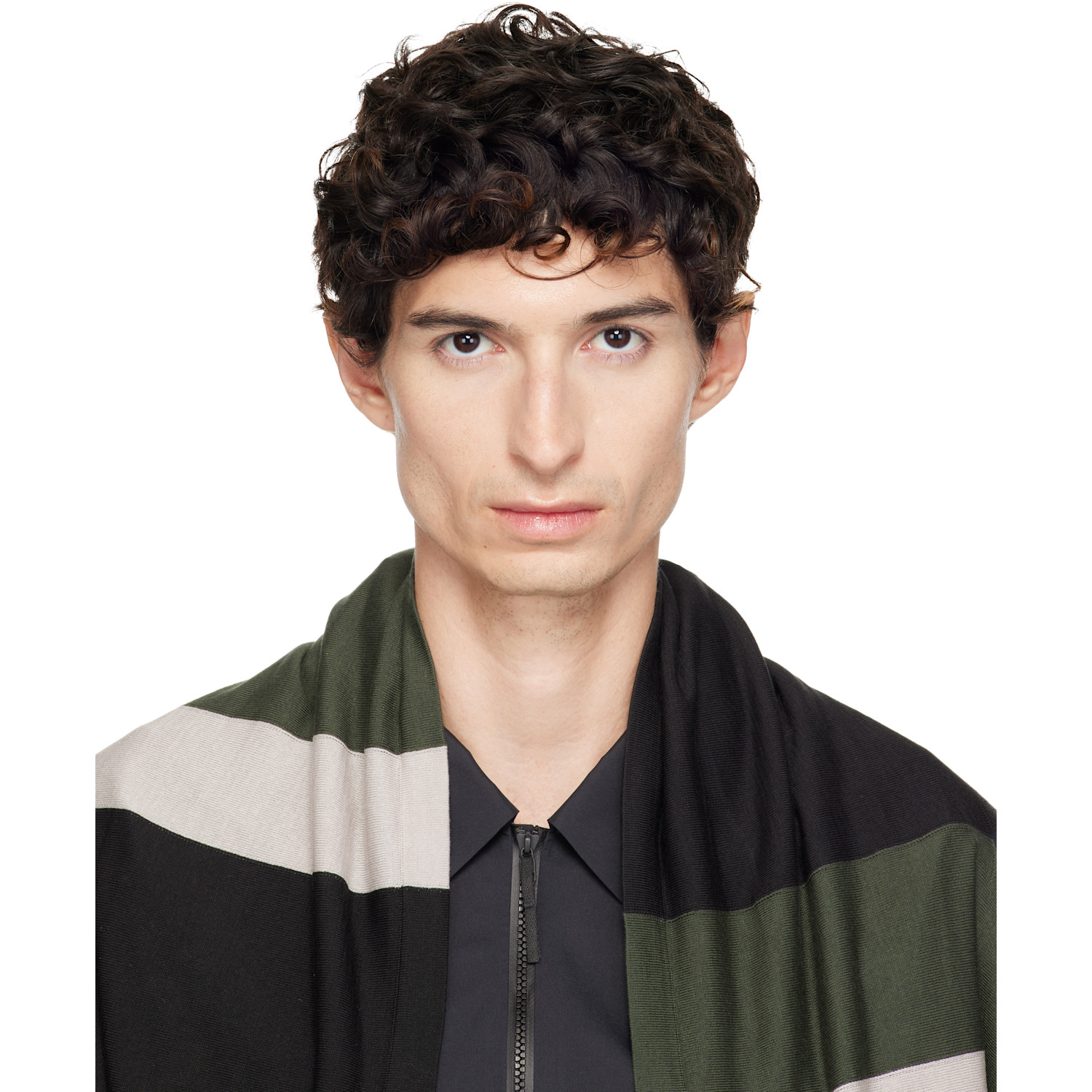 Kiko Kostadinov Black & Khaki Sigo Wide Knit Scarf