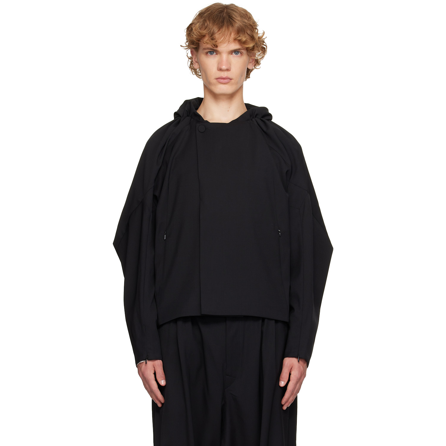 Kiko Kostadinov Black Helmond Gathered Blouson Jacket