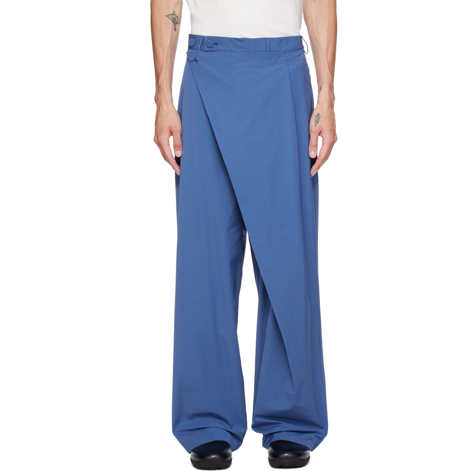 Kiko Kostadinov Blue Kippel Wrap Trousers