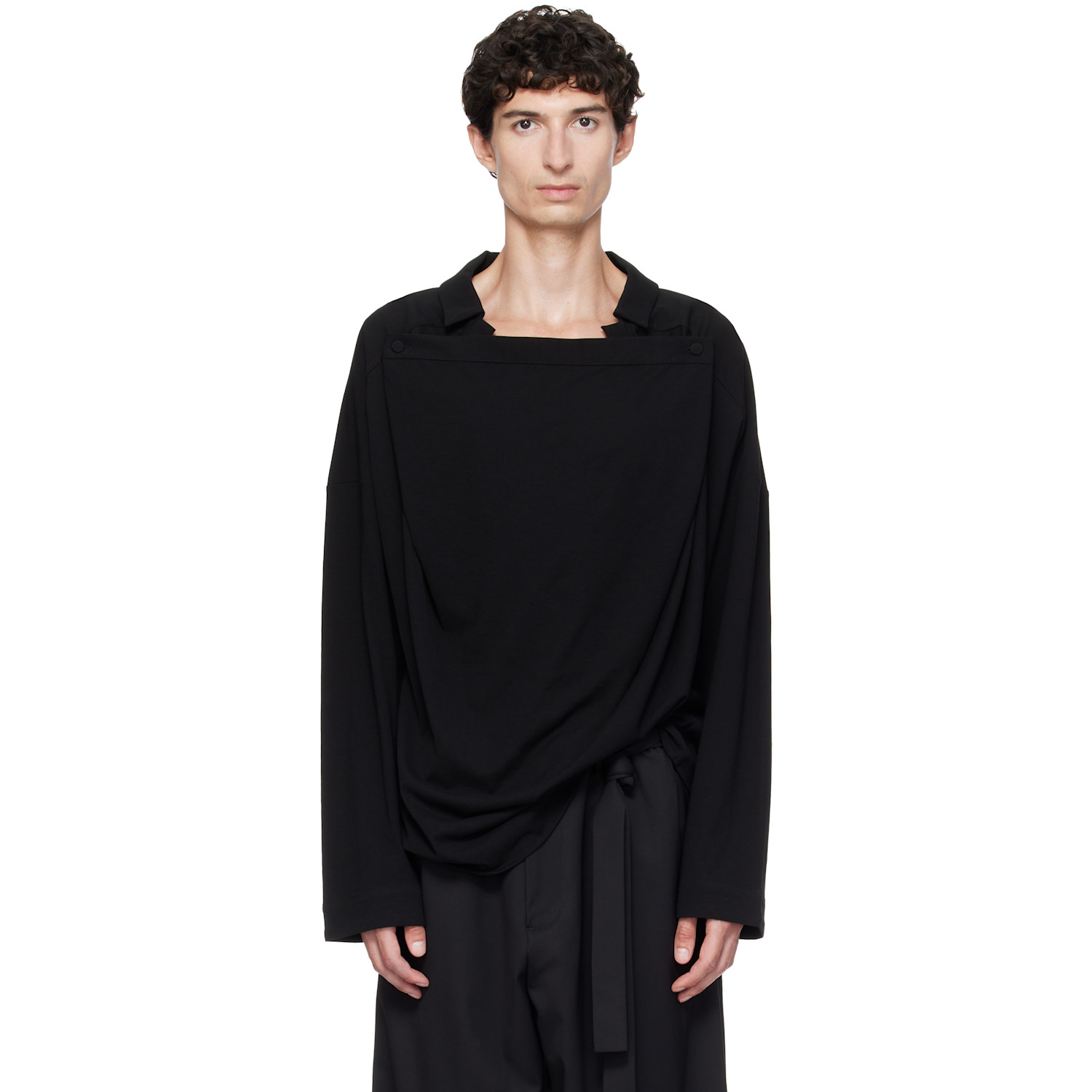 Kiko Kostadinov Black Iskar Draped Shirt