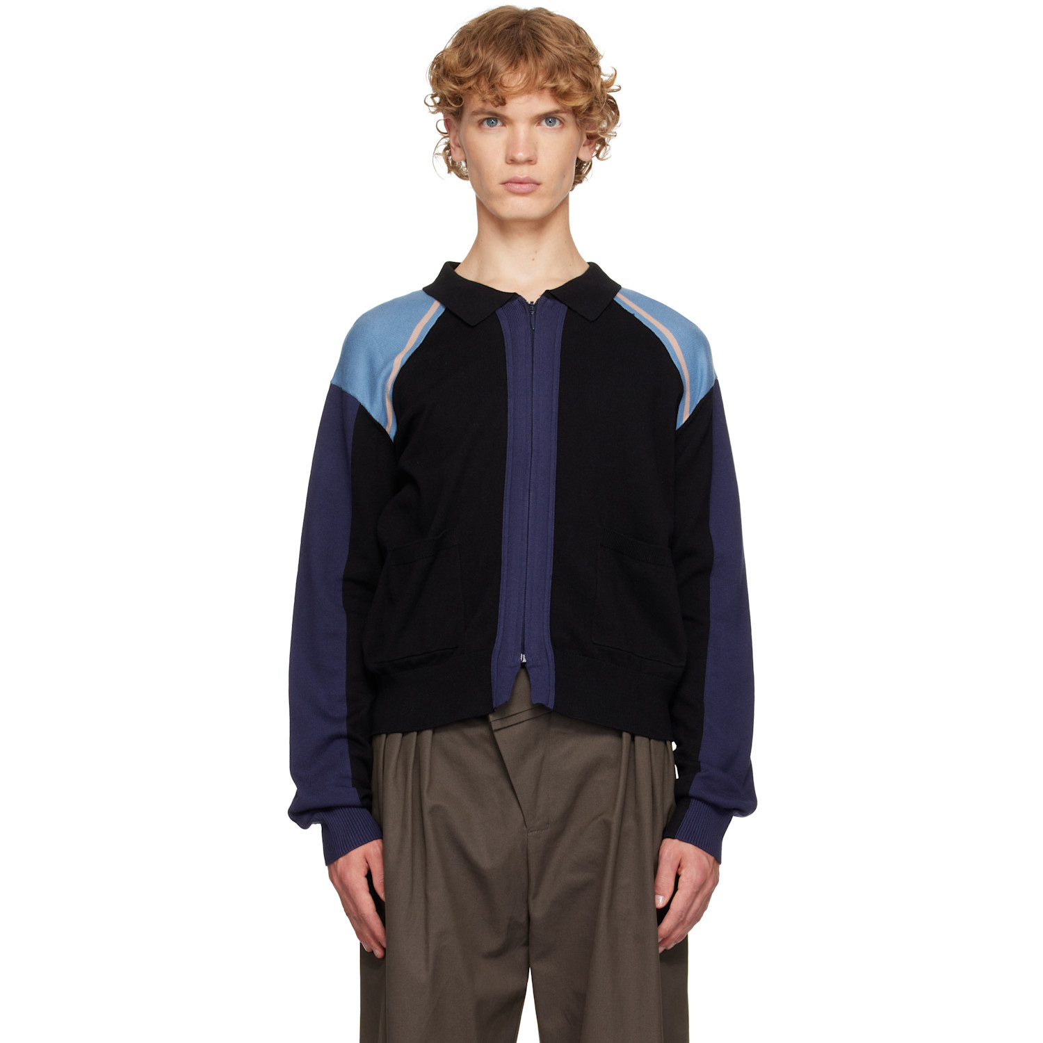 Kiko Kostadinov Black & Blue Munno Knit Cardigan