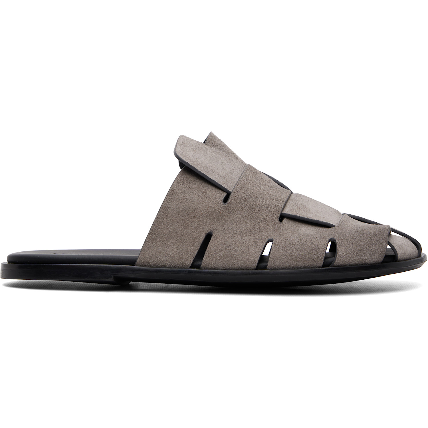 HEREU Gray Dira Slim Suede Mule Loafers
