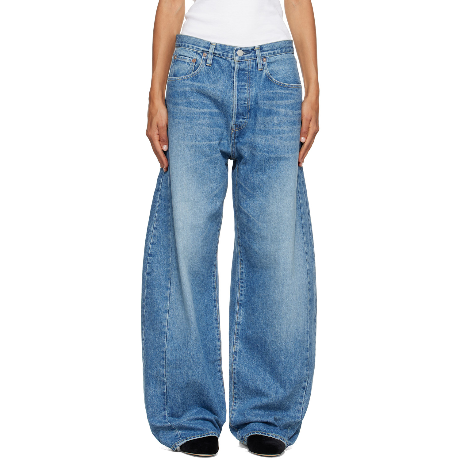 ssstein Blue Deformation Wide Denim Jeans