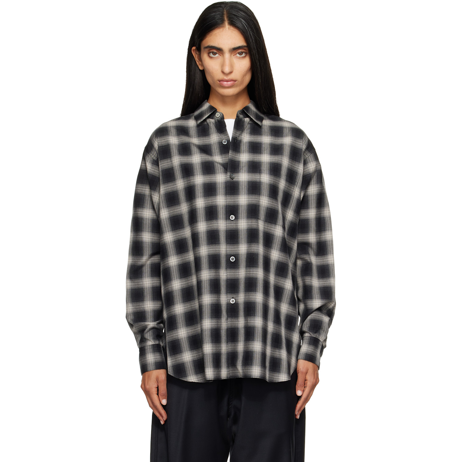 ssstein Black Cotton Oversized LS Shirt