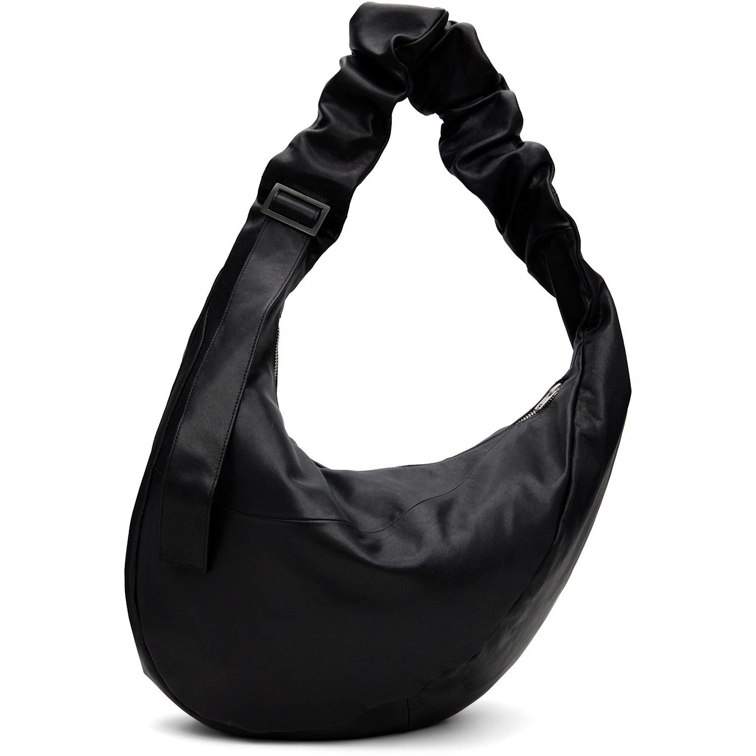 ssstein Black Goat Leather Twist Shoulder Bag