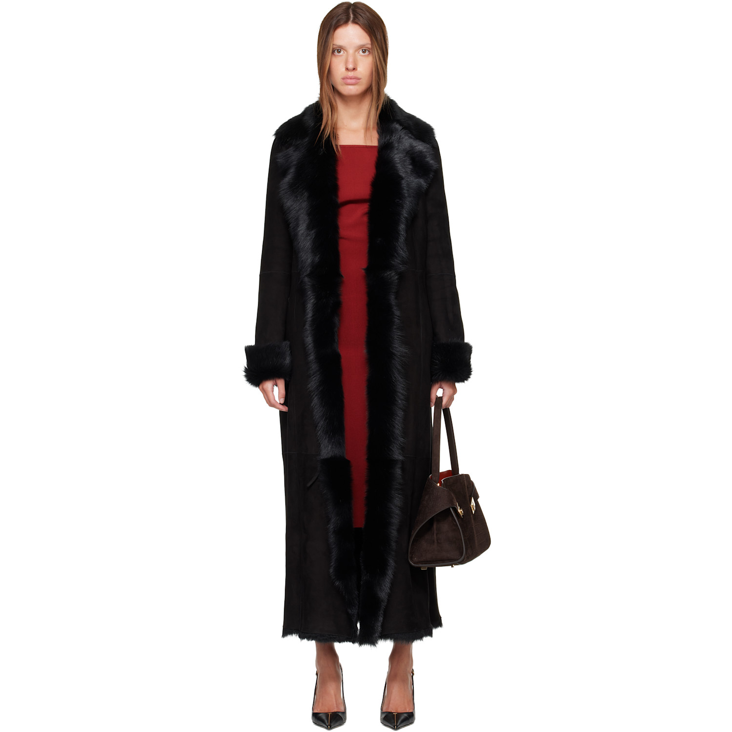 Nour Hammour Black Joni Shearling Coat