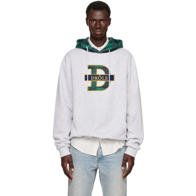 Drôle de Monsieur — Drôle De Monsieur Gray 'Le Hoodie Drôle Tartan' Hoodie