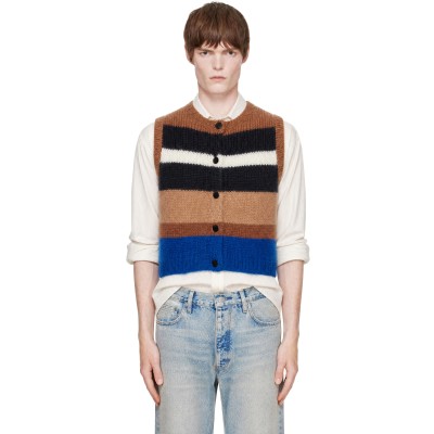 Cordera — Cordera Brown Striped Waistcoat Sweater Vest