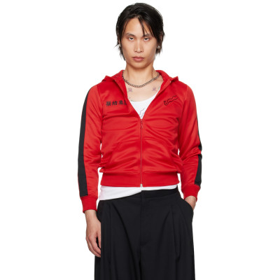 LU'U DAN — LU'U DAN Red CLOT Edition Zip Shrunken Hoodie