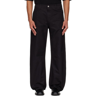 COOR — COOR Black Deep Curved Washed Cotton Trousers