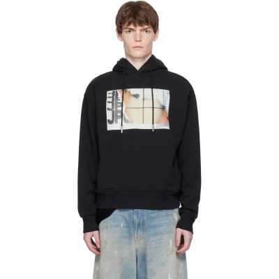 Jean Paul Gaultier — Black Printed Fire Hoodie