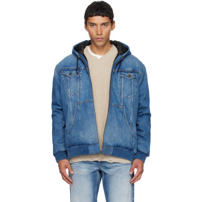 EGONlab — EGONlab Blue Hooded Denim Jacket