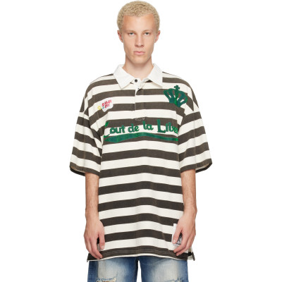 COÛT DE LA LIBERTÉ — COÛT DE LA LIBERTÉ Black & White Connor Stripe Rugby Polo