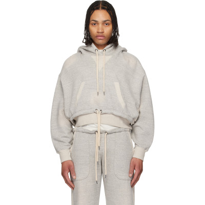 R13 — Gray Cinched Hem Popover Hoodie