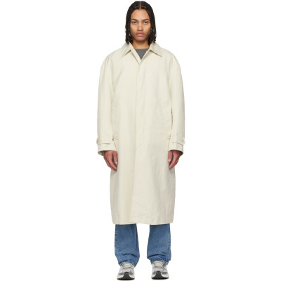 BOSS — Off-White Water-Repellent Concealed Closure Coat