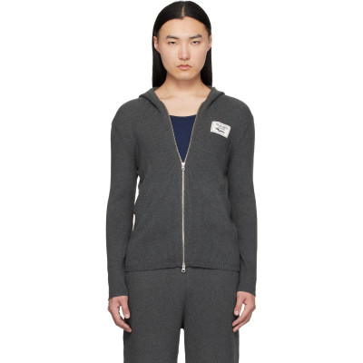 Charles Jeffrey LOVERBOY — Gray Animal Knitted Zip Hoodie