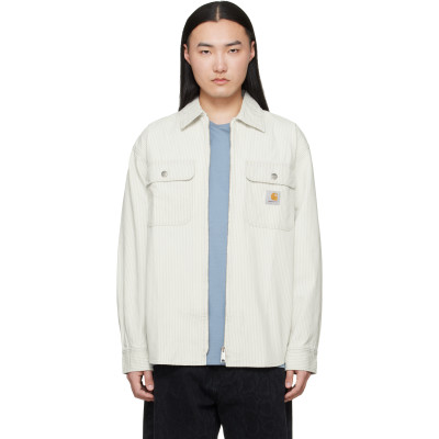 Carhartt WIP — White & Gray Mercer Stripe Overshirt