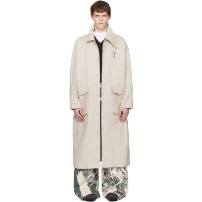 Reese Cooper — Reese Cooper Beige Cotton Herringbone Overcoat