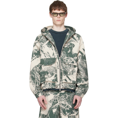 Reese Cooper — Reese Cooper Khaki & Off-White Duck Canvas Hooded Cargo Jacket