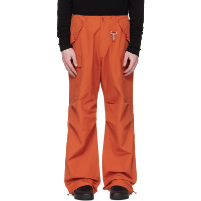 Reese Cooper — Reese Cooper Orange Nylon Cinched Wide Leg Cargo Pants