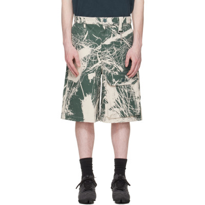 Reese Cooper — Khaki & Off-White Duck Canvas Patch Pocket Cargo Shorts