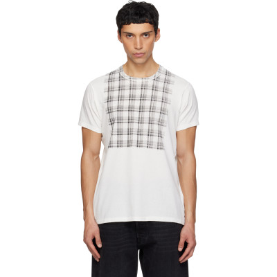 Maison Margiela — White Check Panel Cotton T-shirt