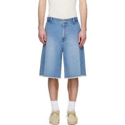 Solid Homme — Solid Homme Blue Stripe Denim Bermuda Shorts