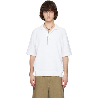 Solid Homme — White Textured Polo
