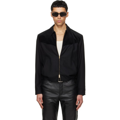 TONYWACK — TONYWACK Black Wool Velvet Trimmed Blouson Jacket